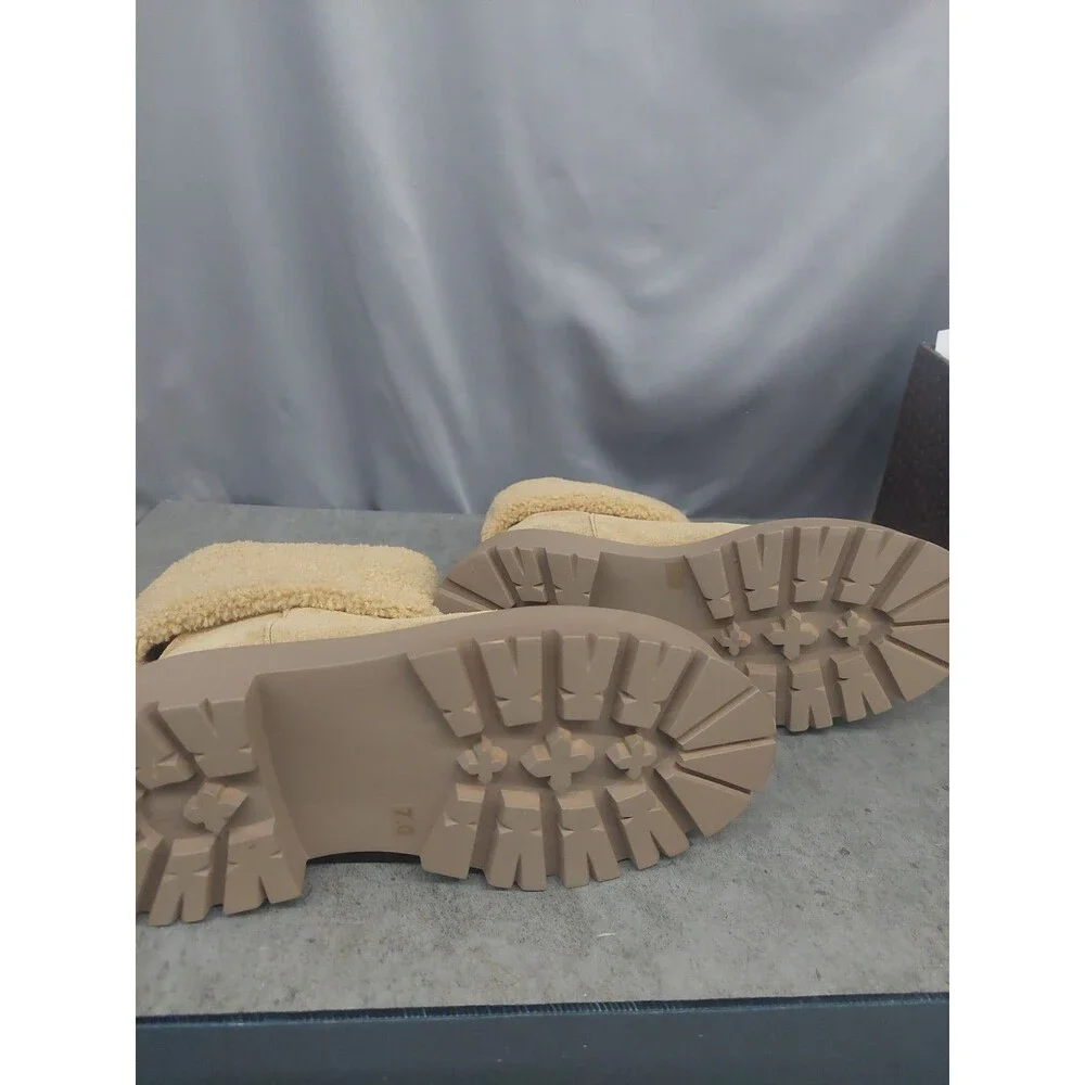 Steve Madden Platform Blizzard Boots Tan Suede With Fleece Cuff Size 7